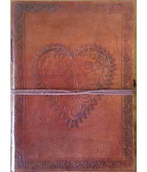 5" x 7" Heart leather blank book w/cord