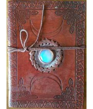 5" x 7" Triple Moon with Stone Embossed leather w/ cord