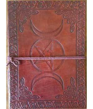 5" x 7" Triple Moon Pentagram leather blank book w/cord 5" x 7" Triple Moon Pentagram leather blank book w/cord
