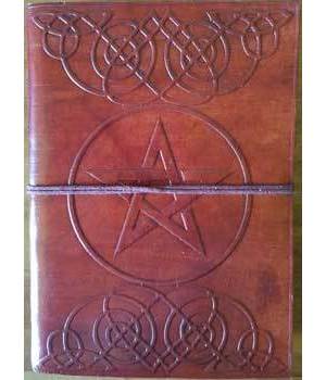 5" x 7" Pentagram leather blank book w/cord