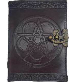 Pentagram leather blank book w/ latch