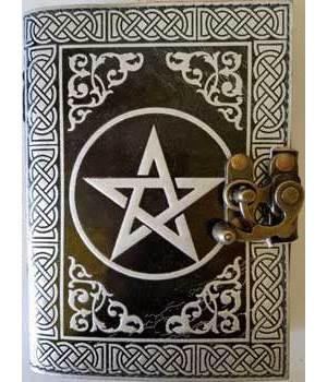 Black & Silver Leather Blank Journal (Pentagram) Black & Silver Leather Blank Journal (Pentagram)