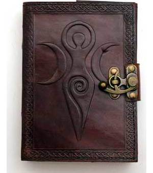 Maiden Mother Moon leather blank book w/ latch