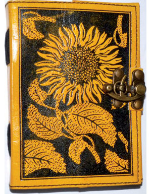 Sunflower leather blank book w/ latch