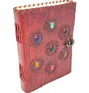 6" x 8" 7 Chakra stones Embossed leather w/ latch