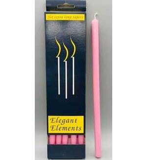 10" Pink Chime Candles 6 pack