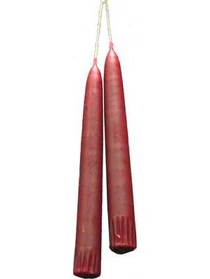 Dark Red Taper Candle Pair 7"