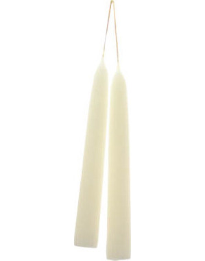 Antique White Taper Candle Pair 7"