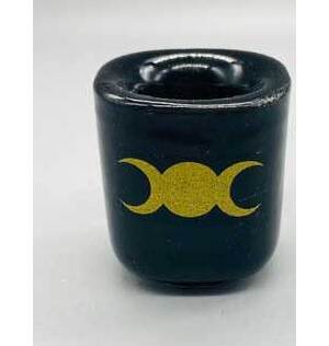 Triple Moon Black ceramic holder