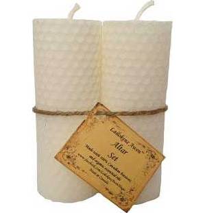 Set of Two White Pillar Candles 4 1/4"