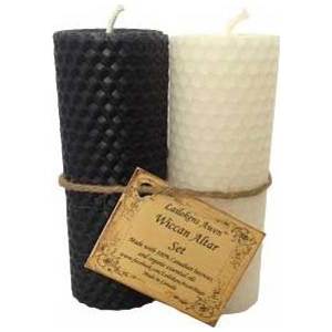 Set of Black and White Pillar Candles Set of Black and White Pillar Candles