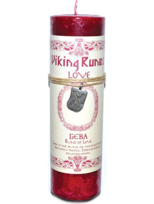 Love Pillar Candle with Geba Rune Pendant Love Pillar Candle with Geba Rune Pendant
