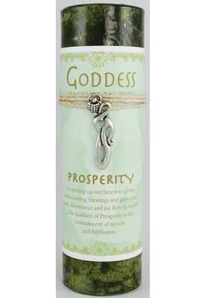 Prosperity Pillar Candle with Goddess