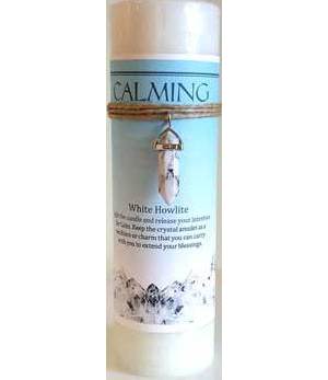 Calming Pillar Candle with White Howlite Pendant Calming Pillar Candle with White Howlite Pendant
