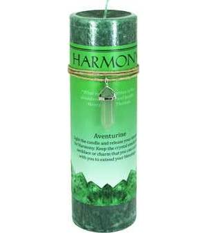 Harmony pillar candle with Aventurine pendant