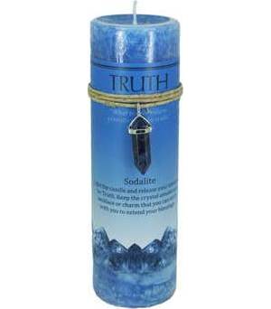 Truth pillar candle with Sodalite pendant Truth pillar candle with Sodalite pendant