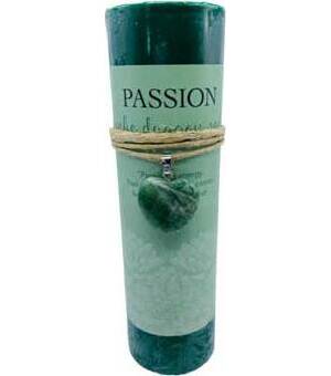 Passion pillar candle with Dragon Snake Jade heart