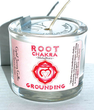 Root chakra soy votive candle
