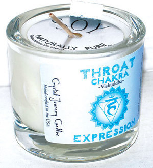 Throat chakra soy votive candle