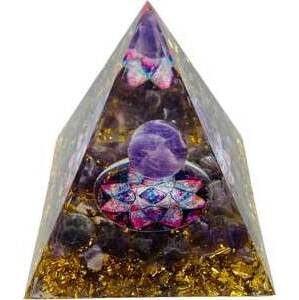 2 1/2" Purple Moon with Lotus orgonite pyramid