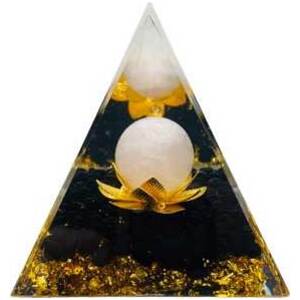 2 1/2" White Moon with Lotus orgonite pyramid