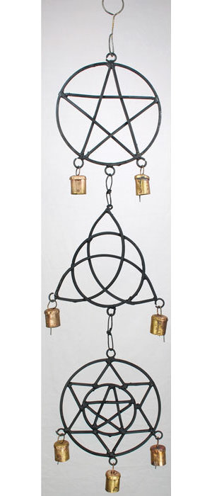 Pentagram, Triquetra, Solomon's Seal Wind Chime 5"