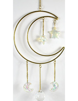 14 1/2"x 6" Crescent Moon with Stones wall hanging
