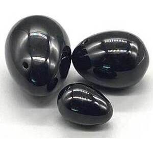 (set of 3) Black Obsidian Yoni eggs