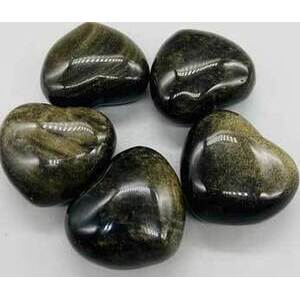 2" Obsidian, Golden heart 2" Obsidian, Golden heart