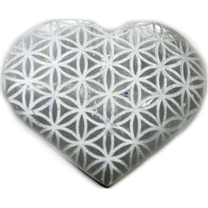 3" Selenite heart , Flower of Life