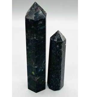 3+" Biotite, Black with blue light in it obelisk