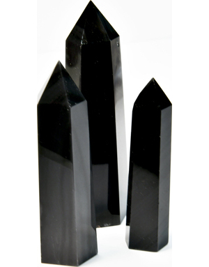 1 lb 3-4" Obsidian, Balck W Silver Stripes obelisk