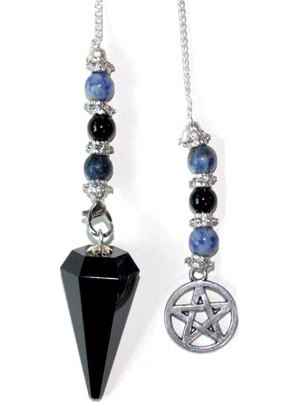 6-sided Black Obsicdian Pentagram pendulum