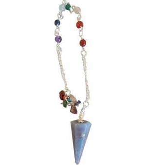 Angelite 7 Chakra 6 sided Pendulum