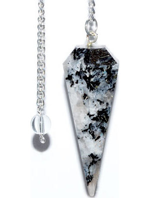 6-sided Rainbow Moonstone pendulum 6-sided Rainbow Moonstone pendulum