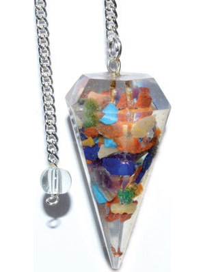 6-sided Seven Chakra Orgone pendulum 6-sided Seven Chakra Orgone pendulum