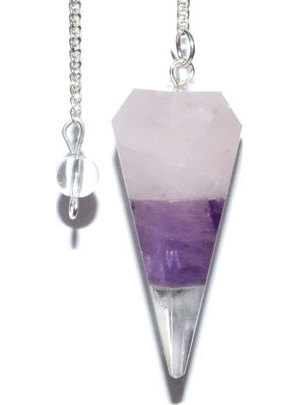 6-sided Amethyst & Rose Quartz pendulum