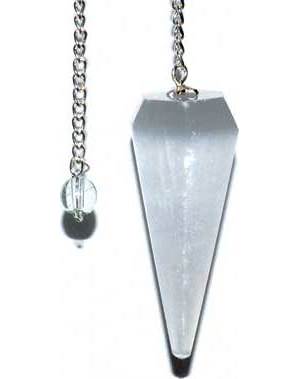 6-sided 7 Chakra Selenite pendulum