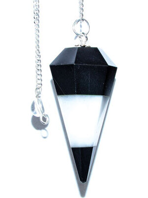 6-sided Tourmaline & White Agate pendulum