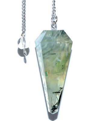 6-sided Prehnite pendulum