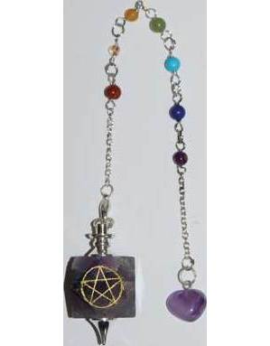 Amethyst 7 Chakra Pentagram Pendulum