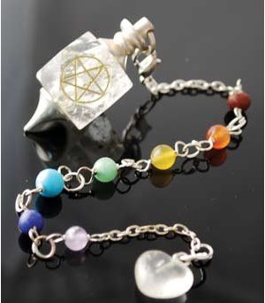 Clear Quartz Chakra Pentagram Pendulum