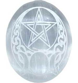 Selenite Celtic Pentagram palm stone