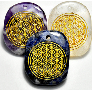 (set of 4 Flower of Life worry stone w/ hole