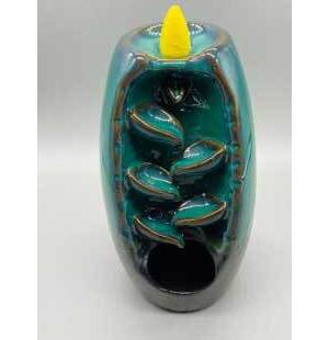 6 1/2" Blue Ceramic back flow incense burner