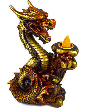 6" Copper Dragon back flow incense burner