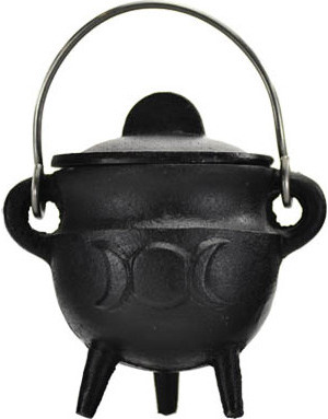 Triple Moon Cauldron with Lid 2 3/4"