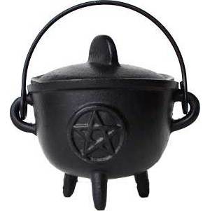 5" Cast iron cauldron w/ lid Pentagram