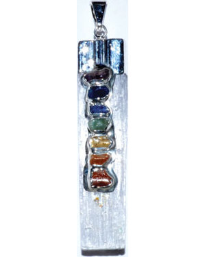Selenite 7 Chakra rough pendant Selenite 7 Chakra rough pendant