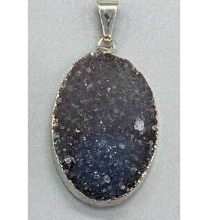 Amethyst Oval silver plated pendant